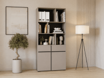 Boekenkast CROSSAIR 2 deuren 2 laden taupe
