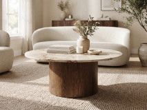Salontafel EVORYA 80 cm wit marmer/hout
