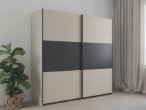 Kledingkast SAJORIS 2 schuifdeuren 218 cm kasjmier/metaalgrijs