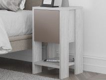 Nachtkastje EMAR 1 klapdeur wit/mokka