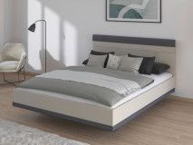 Bed SAJORIS 160x200 cm kasjmier/metaalgrijs