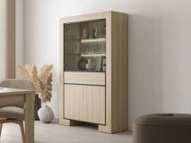 Vitrinekast CASTRO 4 deuren 1 lade elegante eik met led 