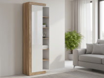 Kolomkast SINO 1 deur eik/hoogglans wit 