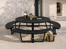Ronde picknicktafel PERUGIA 8 personen aluminium zwart