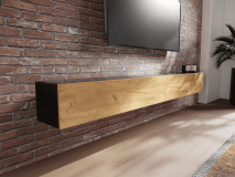 Tv-meubel KINGSTON 2 klapdeuren 245 cm zwarte eik/gouden eik