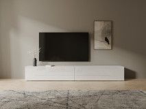 Tv-meubel KINGSTON 2 klapdeuren 210 cm wit/hoogglans wit
