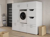 Kast WASHING 1 machine met kast voor wasgoed en kast LARGE wit