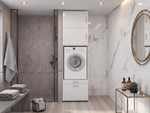 Kast WASHING 1 machine wit met 2 opzetkasten