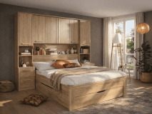 Bed en brugkast RIGA 140x200 cm sonoma met lades