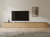 Tv-meubel KINGSTON 2 klapdeuren 280 cm zwarte eik/eik