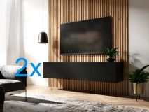 Tv-meubel KINGSTON 2 klapdeuren 280 cm mat zwart