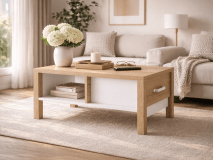 Salontafel OLIANNE 90 cm natuurlijke eik/wit