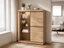 Vitrine MARNOIX 3 deuren met LED franse eik