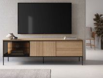 Tv-meubel set VIDDO II 2 deuren 2 lades 197 cm linea eik met led