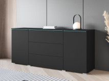 Dressoir VITTORIO 2 deuren 3 lades grafiet met led
