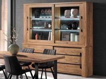 Vitrinekast OTTIZ 4 schuifdeuren scarlet eik 