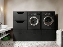 Kast WASHING 2 machines naast elkaar met kast voor wasgoed MEDIUM zwart