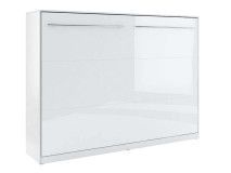 Opklapbed CONCEPTION 140x200 cm mat wit/hoogglans (horizontaal) met matras
