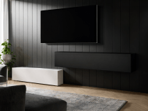 Tv-meubel KINGSTON DUO 2 klapdeuren 280 cm mat wit/mat zwart