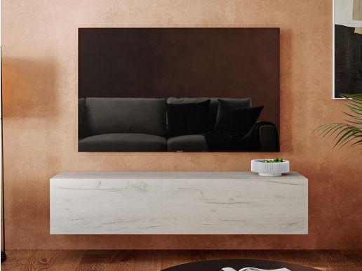 Tv-meubel KINGSTON 1 klapdeur 140 cm gebleekte eik zonder salontafel
