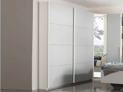 Kledingkast ELVIS 2 schuifdeuren 181 cm zijde grijs/wit zonder spiegel 