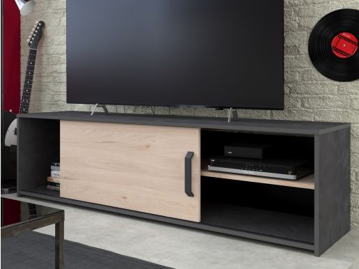 Tv-meubel TOMYLO 1 deur jackson eik/zwart 
