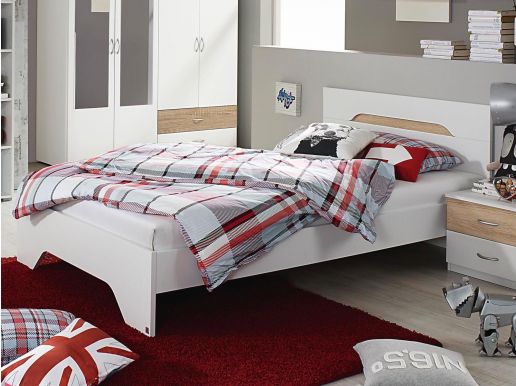 Bed NOOBA 100x200 cm wit/sonoma