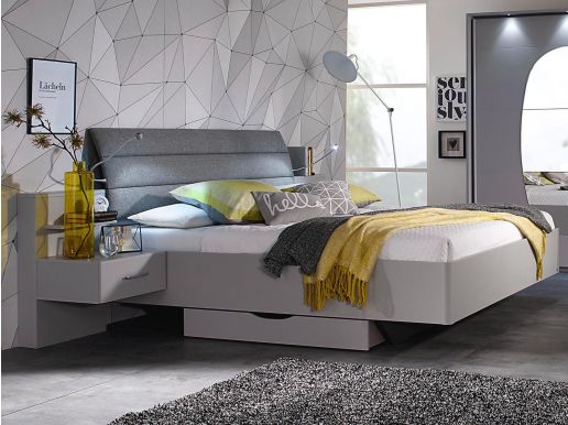 Bed en nachtkastjes ALTA 180x200 cm zijdegrijs met lades 