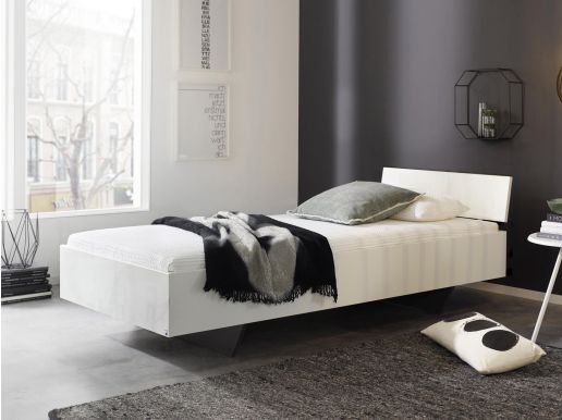 Bed IXANA 90x200 cm hoogglans wit met hoofdeinde 