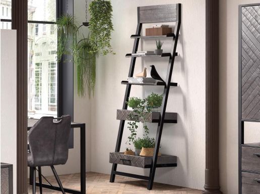 Boekenkast IMPERIO laddervorm 5 legplanken asgrijs 