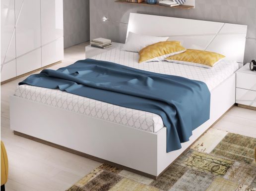 Bed FUTURO 140x200 mat wit/hoogglans wit