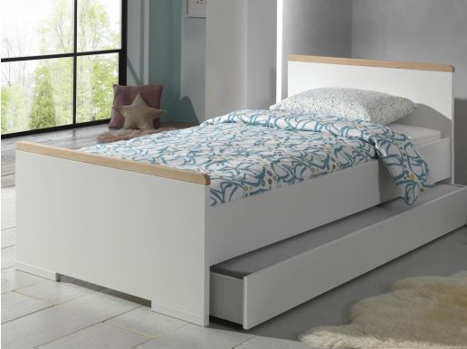Bed LONELY 90x200 cm wit met bedlade