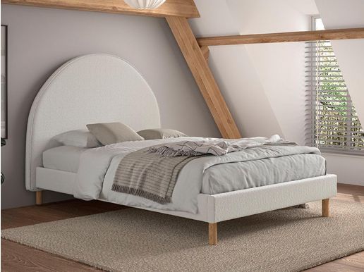 Bed MOWGLI 140x200 cm bouclé stof wit