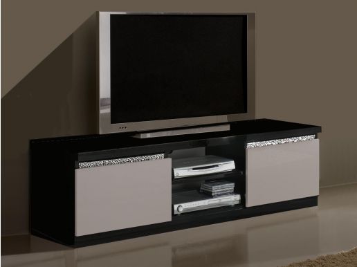 Tv-meubel REBECCA 2 deuren hoogglans zwart/hoogglans wit
