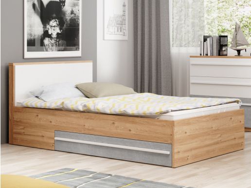 Bed PLANITY 120x200 cm nash eik/wit/beton