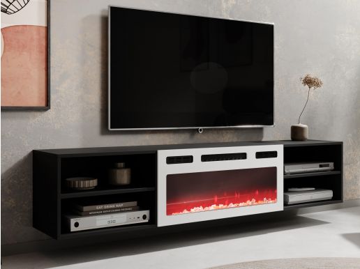 Tv-meubel RIOLO zwart/wit met haard 