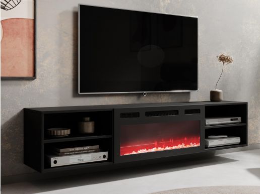 Tv-meubel RIOLO zwart met haard 