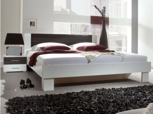 Bed en nachtkastjes VERO II 160x200 cm wit/carbon zonder lades 