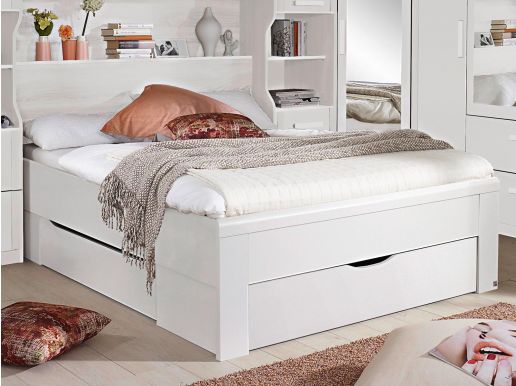 Bed RIGA 140x190 cm wit met lades