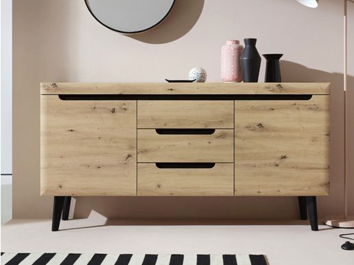 Dressoir NORDO 2 deuren 3 lades artisan eik 