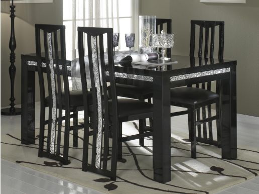 Eettafel REBECCA 190 cm hoogglans zwart