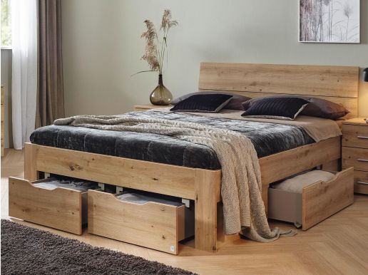 Bed FLASH 160x200 cm artisan eik met lades