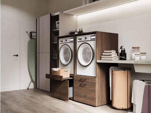 Kast WASHING 2 machines naast elkaar MEDIUM walnoot