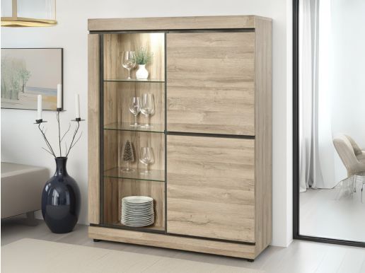 Vitrine MARNOIX 3 deuren met LED franse eik