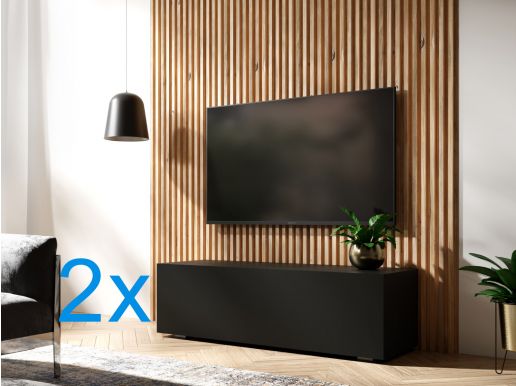 Tv-meubel KINGSTON 2 klapdeuren 210 cm mat zwart