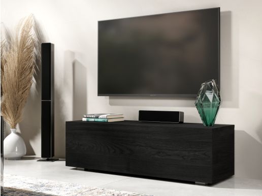 Tv-meubel KINGSTON 1 klapdeur 105 cm zwart eik