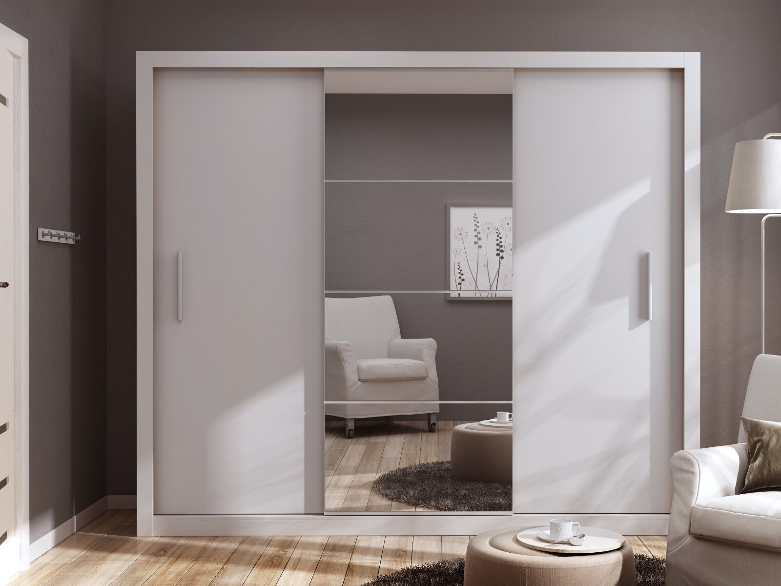 Kast IDOLE 3 schuifdeuren mat wit 