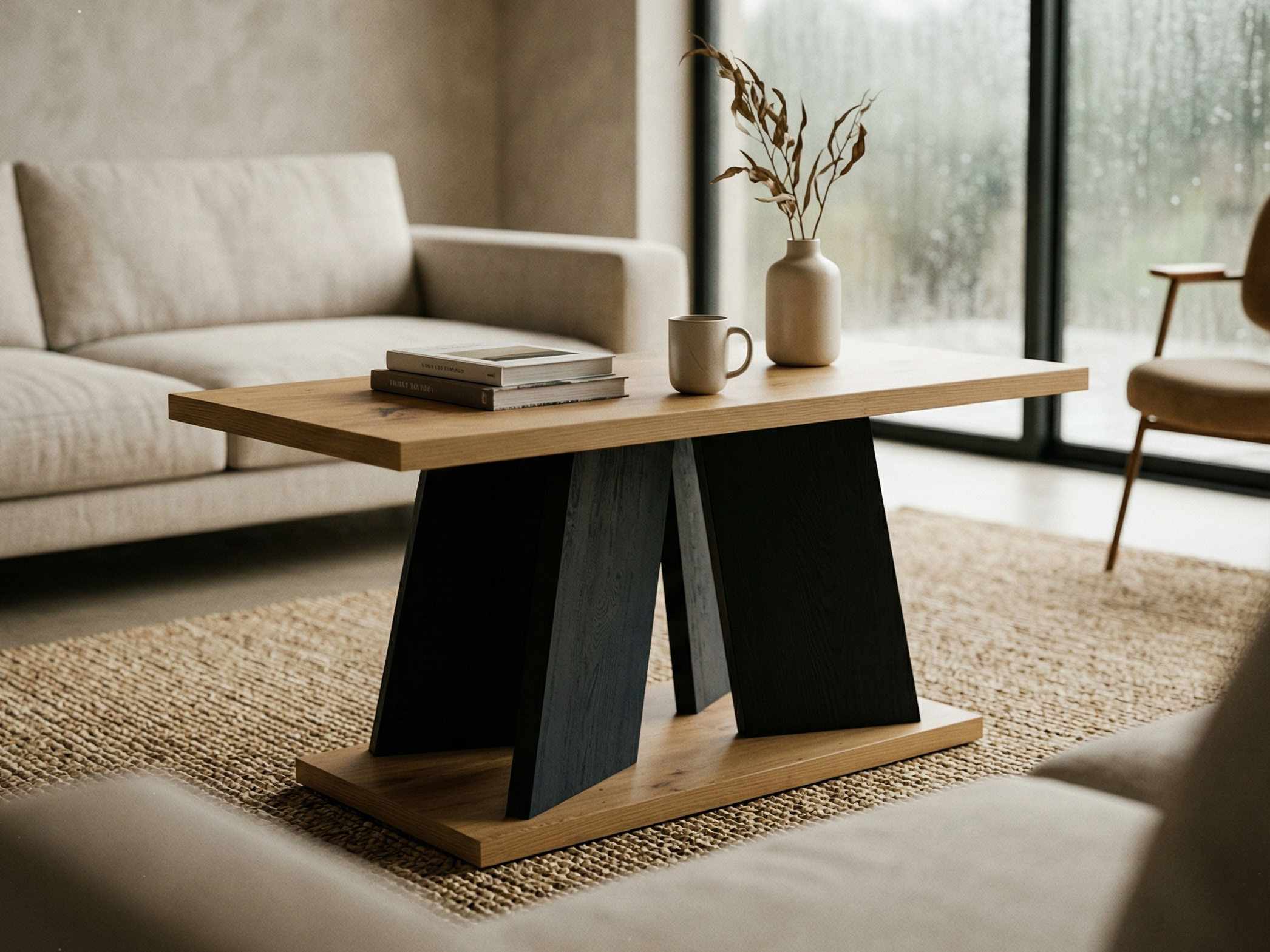 Rechthoekige salontafel MUFFALO 110 cm artisan eik/zwart