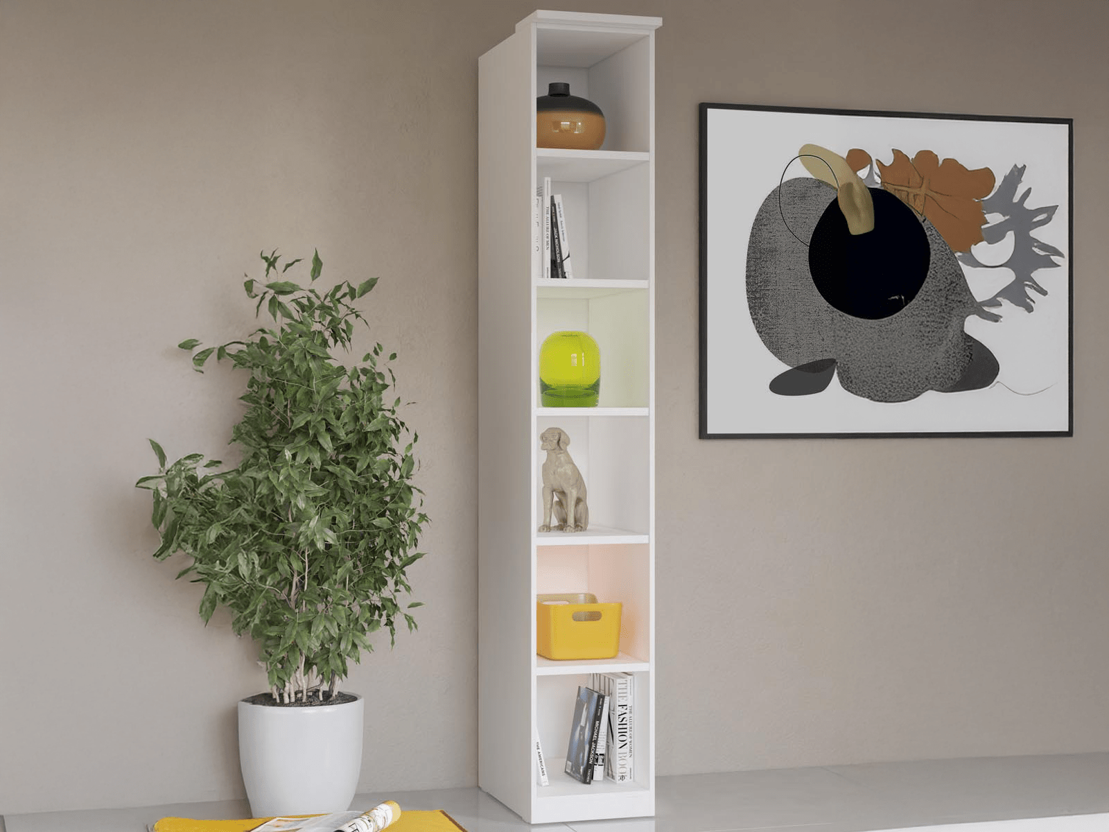 Boekenkast OPTICO 6 vakken wit met led