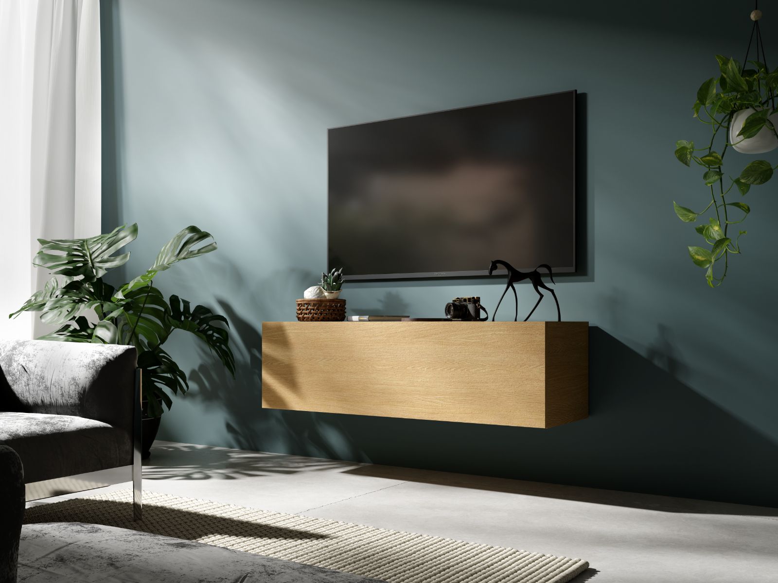 Tv-meubel KINGSTON 1 klapdeur 105 cm eik